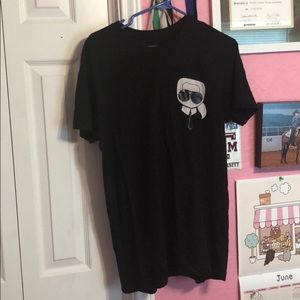 Black shirt with iconic Karl Lagerfield character